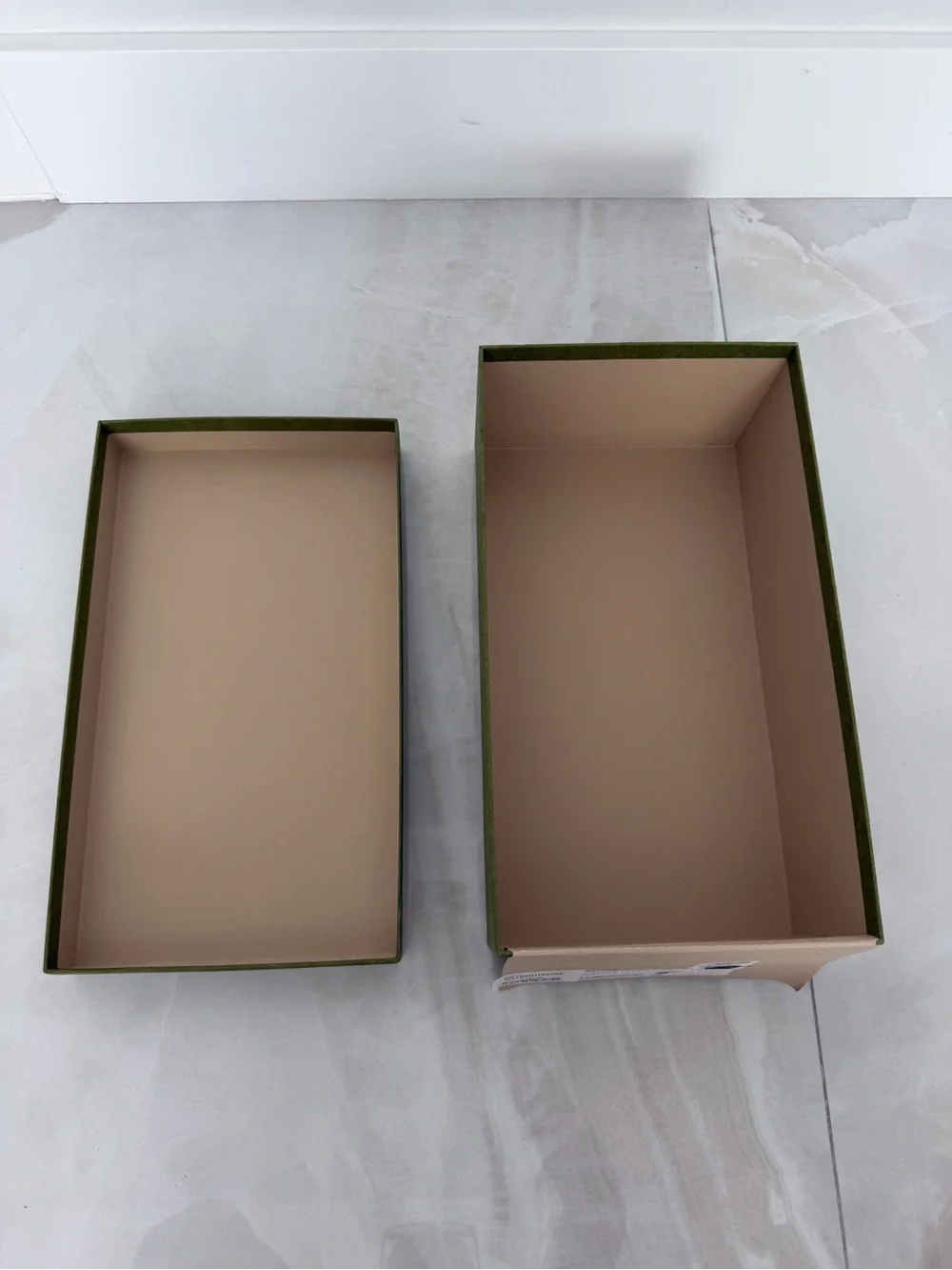 Gucci Mens Green Shoe Box 2 Linen Textured Dust Bags Logo Tissue Paper Inserts